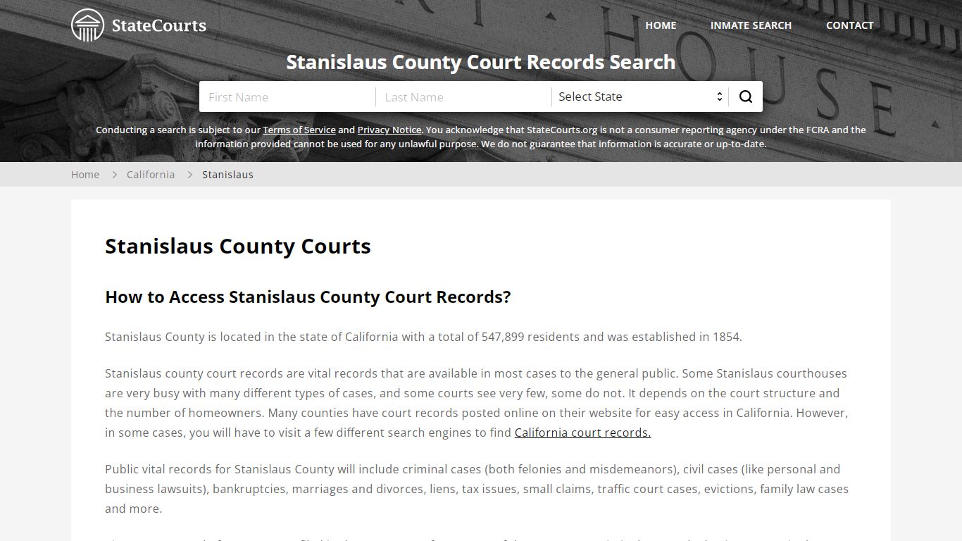 Stanislaus County, CA Courts - Records & Cases - StateCourts